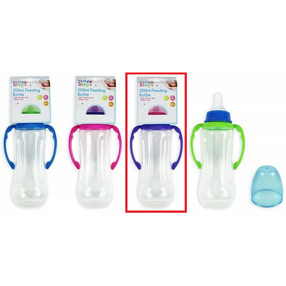 Erste Schritte Einfüllflasche 0+ Babyflasche klar mit Griffen lila 250 ml