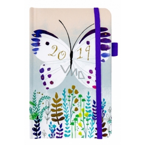 Albi Diary 2019 Tasche mit Gummi Butterfly 9,5 x 15 x 1,3 cm