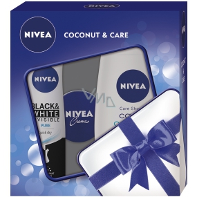 Nivea Black & White Reines Antitranspirant-Spray für Frauen 150 ml + Coconut & Care Duschgel 250 ml + Nivea Creme Creme 30 ml, Kosmetikset