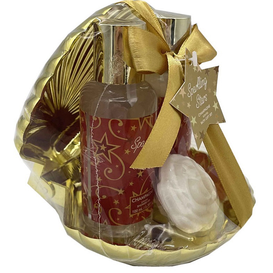 Salsa Collection Sparkling Stars Körperlotion 50 ml + Duschgel 100 ml + Seife 30 g, Kosmetikset in goldener Muschel