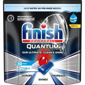 Finish Quantum Ultimate Dishwasher Tablets, schützt Geschirr und Gläser, bringt strahlende Sauberkeit, Glanz 30 Stück