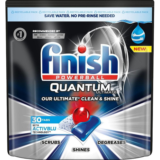 Finish Quantum Ultimate Dishwasher Tablets, schützt Geschirr und Gläser, bringt strahlende Sauberkeit, Glanz 30 Stück