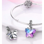 Charm Sterling Silber 925 Muranoglas Schmetterling, Armband Anhänger Symbol