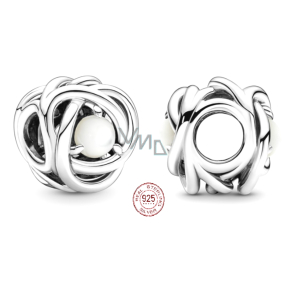 Charme Sterling Silber 925 Unendlicher Kreis der Ewigkeit rot weiß Perle, Perle für Armband Charme Sterling Silber 925 Unendlicher Kreis der Ewigkeit rot weiß Perle, Perle für Armband