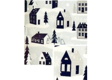 Nekupto Weihnachtsgeschenkpapier 70 x 1000 cm Hellblau-grau, Häuser, Bäume