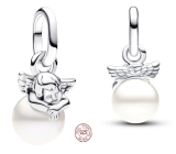 Charms Sterling Silber 925 Engel auf einer Wolke - Mini Medaillon, Armband Anhänger Symbol