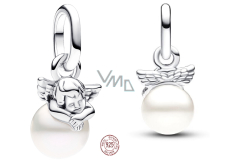 Charms Sterling Silber 925 Engel auf einer Wolke - Mini Medaillon, Armband Anhänger Symbol