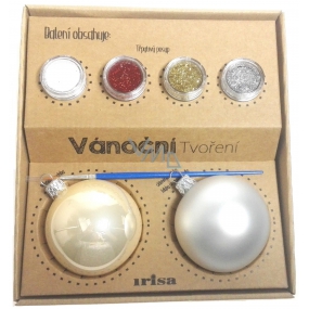 Irisa Weihnachtskreation Glaskolben zur Dekoration, Weiß und Gold, 2er-Set
