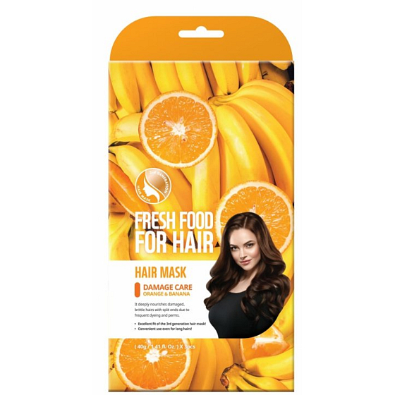 Farmskin Fresh Food For Hair Regenerierende Textilhaarmaske Orange und Banane 3 Stück