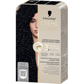 Schwarzkopf Creme Supreme Haarfarbe 1-1 Kühle Schwarz 60 ml Schwarzkopf Creme Supreme Haarfarbe 1-1 Kühle Schwarz 60 ml