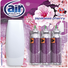Air Menline Japanese Cherry Lufterfrischer Gerät und Nachfüllung 3× 15 ml