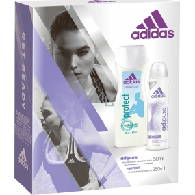 Adidas Adipure Antitranspirant Deodorant Spray für Frauen 150 ml + Protect Duschgel 250 ml, für Frauen Kosmetikset