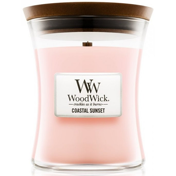 WoodWick Coastal Sunset - Duftkerze Küstensonnenuntergang mit Holzdocht und Deckel Glas mittel 275 g