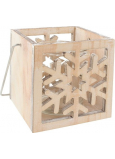 Holzkerzenständer mit geschnitzter Schneeflocke 10 cm