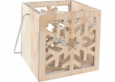 Holzkerzenständer mit geschnitzter Schneeflocke 10 cm