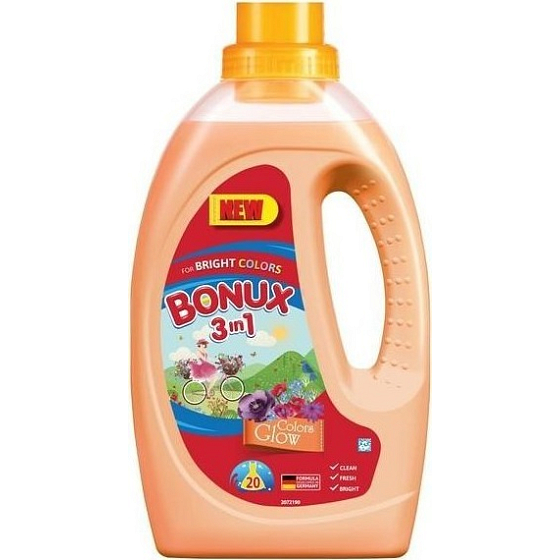 Bonux Colors Glow 3in1 flüssiges Waschgel für farbige Kleidung 20 Dosen 1,1 l