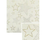 Nekupto Weihnachtsgeschenkpapier 70 x 200 cm Weiß, goldene Sterne