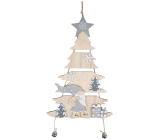 Baum mit Weihnachtsmann zum Aufhängen Silber 17 x 39 cm