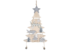 Baum mit Weihnachtsmann zum Aufhängen Silber 17 x 39 cm