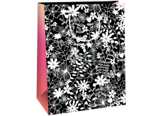 Ditipo Papier Geschenktüte 22 x 10 x 29 cm Kreativ schwarz - weiße Blumen
