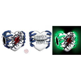 Charm Sterlingové stříbro 925 Stranger Things, Srdce - Srdeční kouzlo zářící ve tmě, luminozní korálek na náramek film Charm Sterlingové stříbro 925 Stranger Things, Srdce - Srdeční kouzlo zářící ve tmě, luminozní korálek na náramek film
