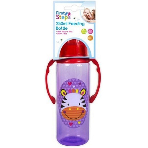 Erste Schritte Jungle Babyflasche und 0+ mit Zebra Griffen 250 ml
