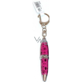 Albi Original Mini Kugelschreiber pink mit Blumen 6 cm