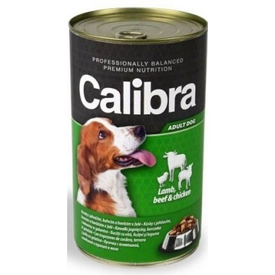 Calibra Adult Lamm-, Hühner- und Rindfleischstücke in Gelee Komplettfutter für erwachsene Hunde 1240 g