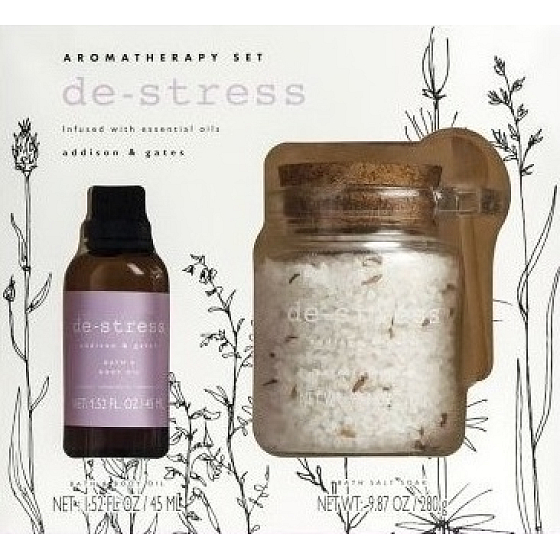 Somerset Toiletry Aromatherapy Anti-Stress Lavendel, Kamille, Zitronengras Körper und Badeöl 45 ml + Badesalz 280 g, Kosmetikset