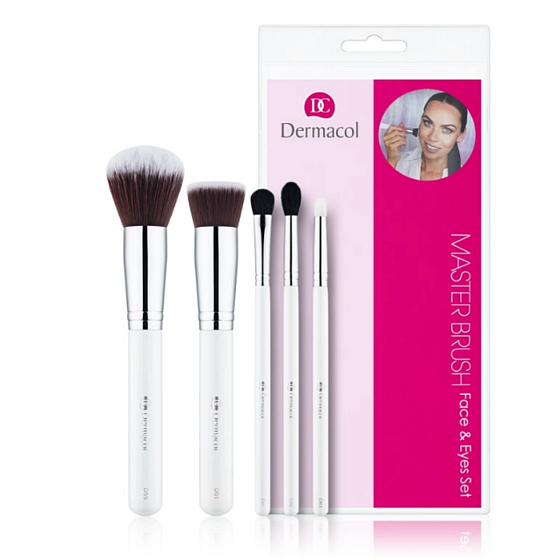 Dermacol Liquid Make-up Brush + Powder Brush + Eyeshadow Brush + Eyeshadow and Detail Brush + Blending Brush, Kosmetikpinsel-Set mit Naturborsten