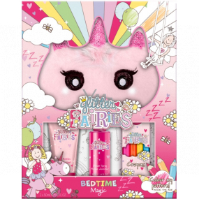 Grace Cole Glitter Fairies Schlafmaske + Buntstifte + duftendes Kissenspray 50 ml + Badeschaum 50 ml, Kosmetikset für Kinder
