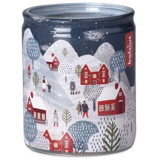 Bolsius Weihnachtshäuser Duftkerze im Glas 68 x 80 cm, Brenndauer 23 Stunden