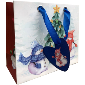 Nekupto Geschenkpapier Tasche Luxus 18 x 16 cm Weihnachten Schneemänner mit Schal