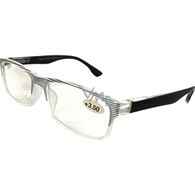 Berkeley Lese-Dioptrienbrille +3,5 Kunststoff transparent, schwarz gestreift 1 Stück MC2248