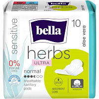 Bella Herbs Aloe Vera Ultra Normal Damenbinden mit Flügeln 10 Stk