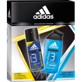 Adidas Action 3 Sport Energy Antitranspirant Deodorant Spray 150 ml + Duschgel 250 ml, Kosmetikset