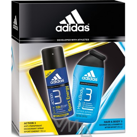 Adidas Action 3 Sport Energy Antitranspirant Deodorant Spray 150 ml + Duschgel 250 ml, Kosmetikset