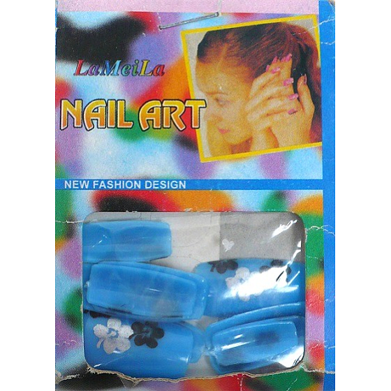LaMeiLa Künstliche Nägel mit blauen 10 Stück verziert