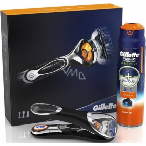 Gillette Fusion ProGlide Flexball Power Rasierer + Reiseetui + Fusion Proglide Sensitive Active Sport Rasiergel 170 ml, Kosmetikset für Männer