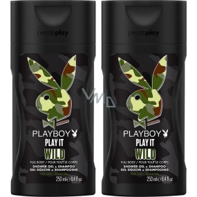Playboy Play It Wild für Ihn 2in1 Duschgel und Shampoo 2 x 250 ml, Duopack für Herren