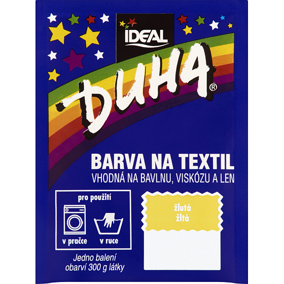 Ideal Duha gelb, textilfarbe für Baumwolle, Viskose und Leinen, für 300 g Stoff, 15 g
