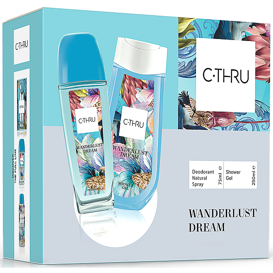 C-Thru Wanderlust parfümiertes Deodorantglas für Frauen 75 ml + Duschgel 250 ml, Geschenkset