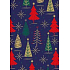 Ditipo Geschenkpapier 70 x 200 cm Weihnachtsblau Gold, Grün und Rot Bäume