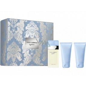 Dolce & Gabbana Hellblaues Eau de Toilette für Frauen 50 ml + Duschgel 50 ml + Körpercreme 50 ml, Geschenkset