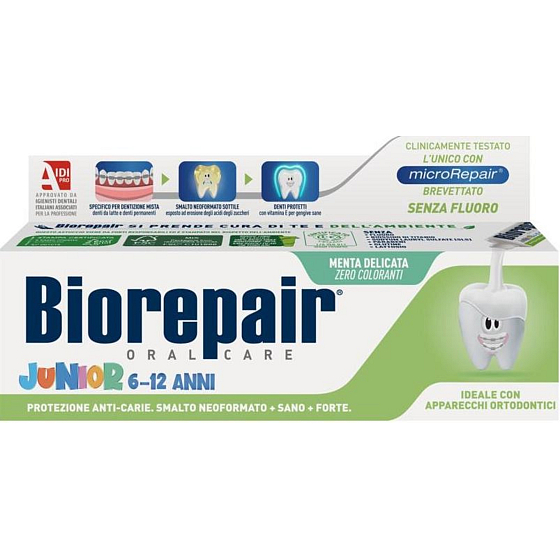 Biorepair Junior Zahnpasta mit Mentholgeschmack für Kinder von 6-12 Jahren 75 ml