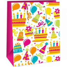 Ditipo Papier-Geschenktüte 17,8 x 22,9 x 9,8 cm Kuchen, Luftballons