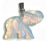 Opalit Elefant Anhänger Kunststein handgeschliffen Figur 3,5 cm, Stein der Wünsche und der Hoffnung