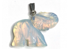 Opalit Elefant Anhänger Kunststein handgeschliffen Figur 3,5 cm, Stein der Wünsche und der Hoffnung