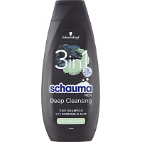 Schauma šampon Men 3v1 Charcoal & Clay, 400 ml