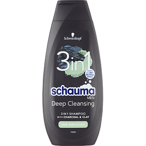 Schauma šampon Men 3v1 Charcoal & Clay, 400 ml